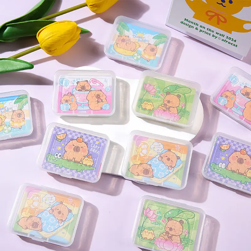 5/10pcs Cartoon Mini Capybara Paper Puzzle Box  Children's Puzzle DIY Puzzle Board Gift Hand Eye Coordination Exercise Cardboard
