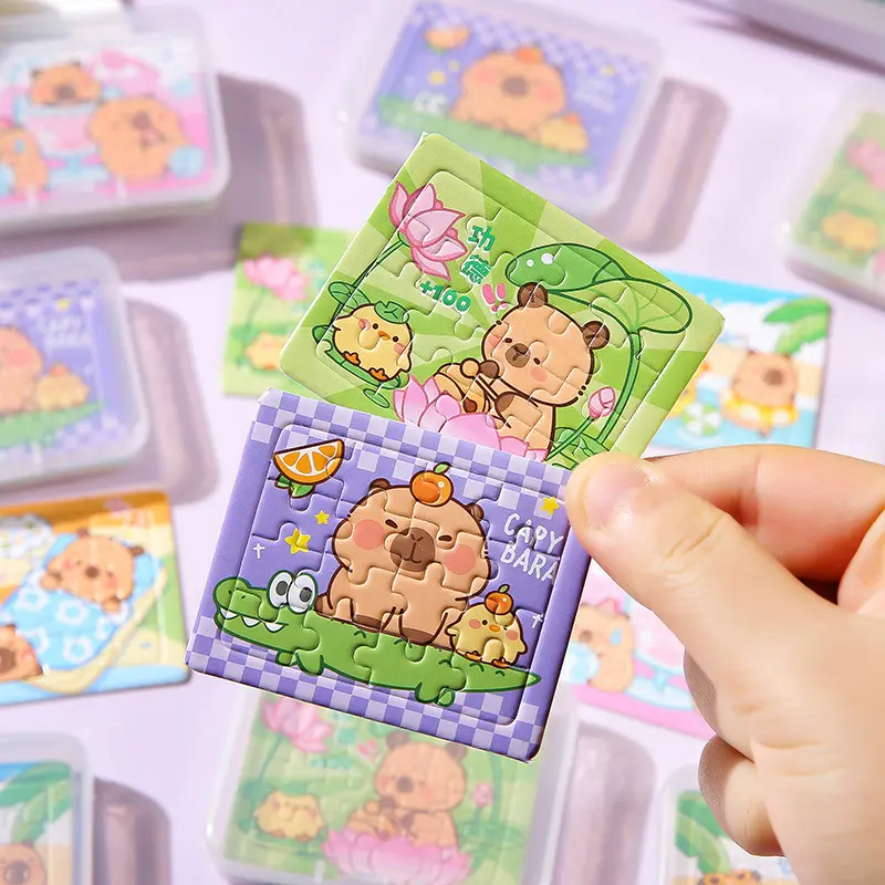 5/10pcs Cartoon Mini Capybara Paper Puzzle Box  Children's Puzzle DIY Puzzle Board Gift Hand Eye Coordination Exercise Cardboard
