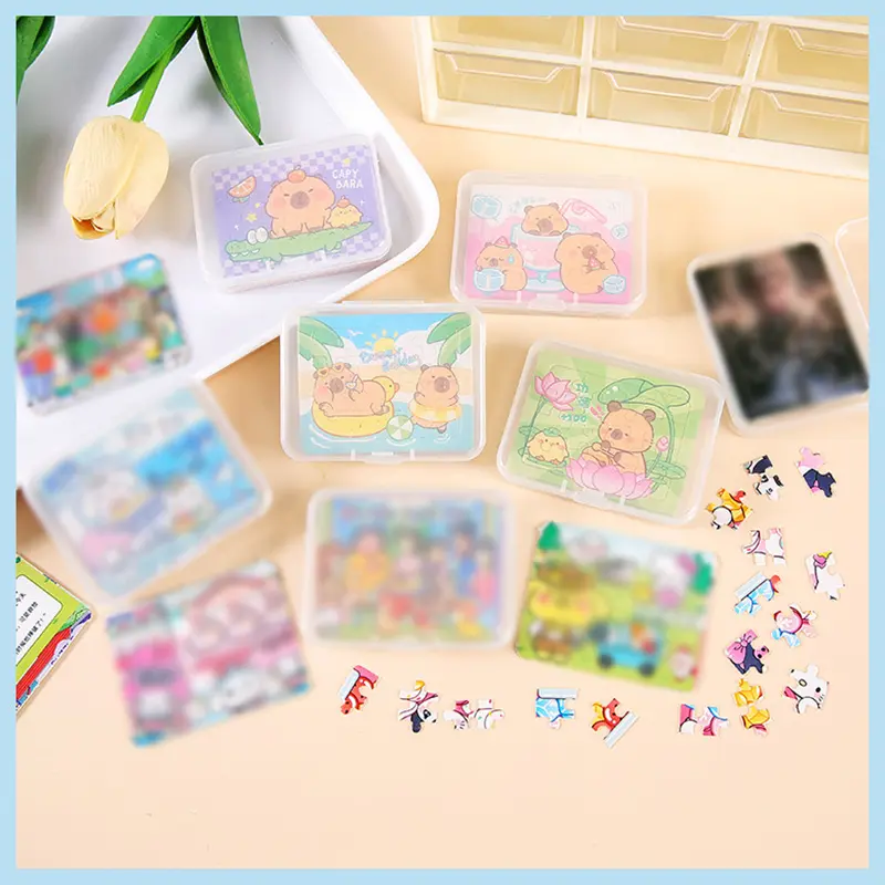 5/10pcs Cartoon Mini Capybara Paper Puzzle Box  Children's Puzzle DIY Puzzle Board Gift Hand Eye Coordination Exercise Cardboard