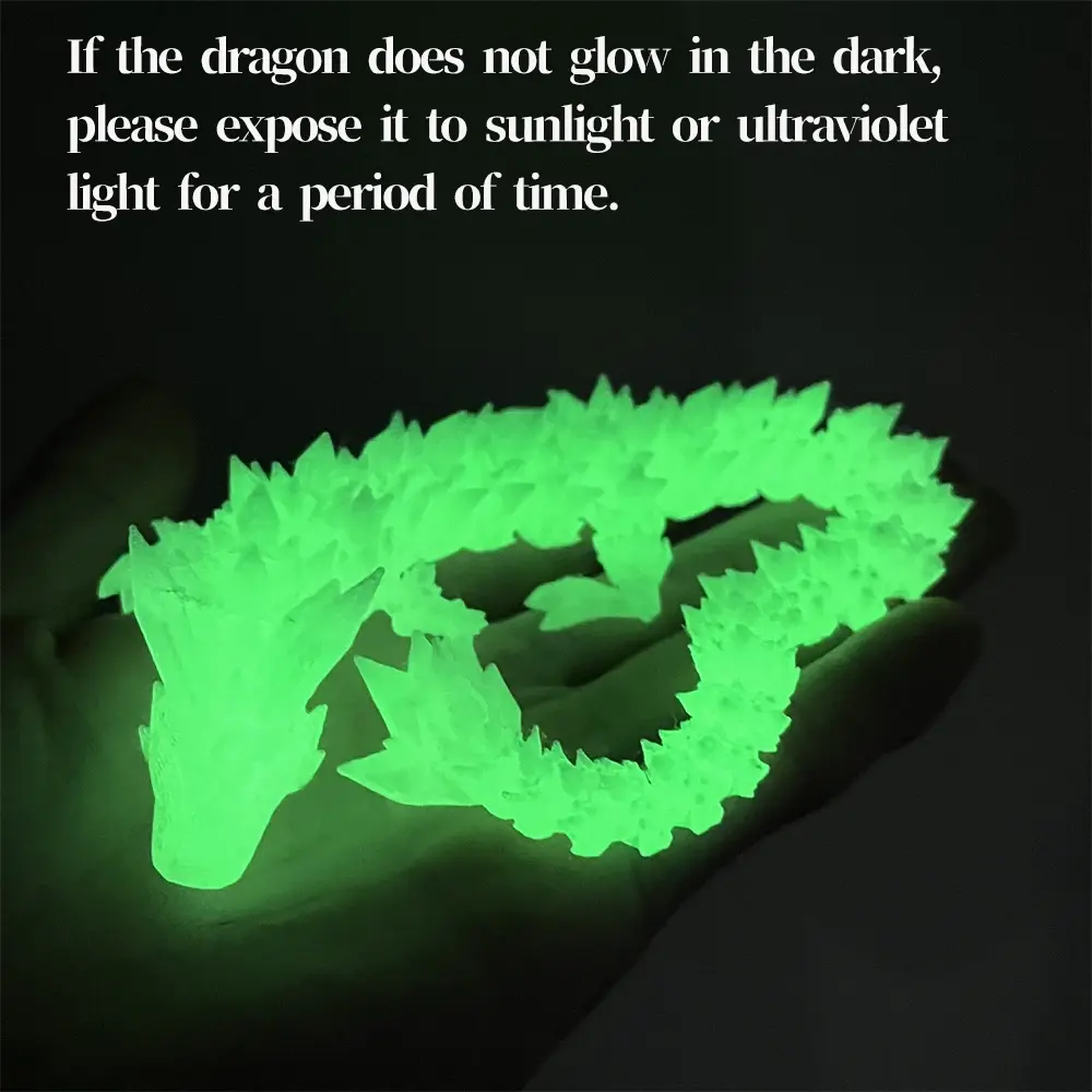 Luminous 3D Printed Dragon Doll Decoration Toys Multi-joint Movable Articulated Dragon Toys Office Desktop Decorations