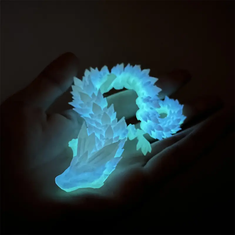 Luminous 3D Printed Dragon Doll Decoration Toys Multi-joint Movable Articulated Dragon Toys Office Desktop Decorations