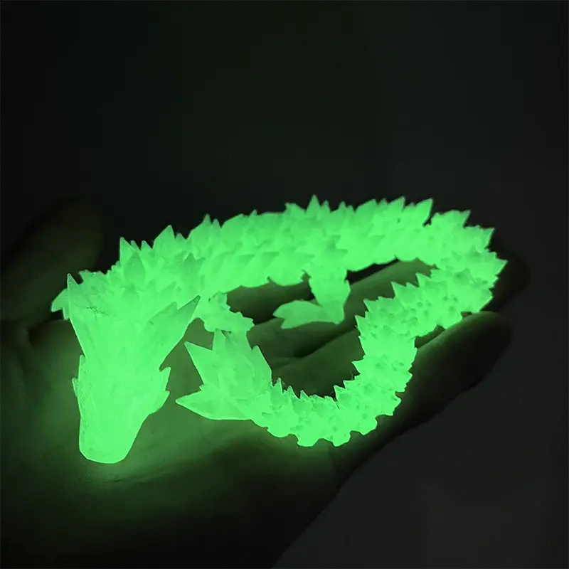 Luminous 3D Printed Dragon Doll Decoration Toys Multi-joint Movable Articulated Dragon Toys Office Desktop Decorations