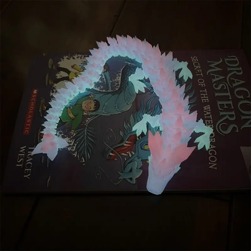 Luminous 3D Printed Dragon Doll Decoration Toys Multi-joint Movable Articulated Dragon Toys Office Desktop Decorations