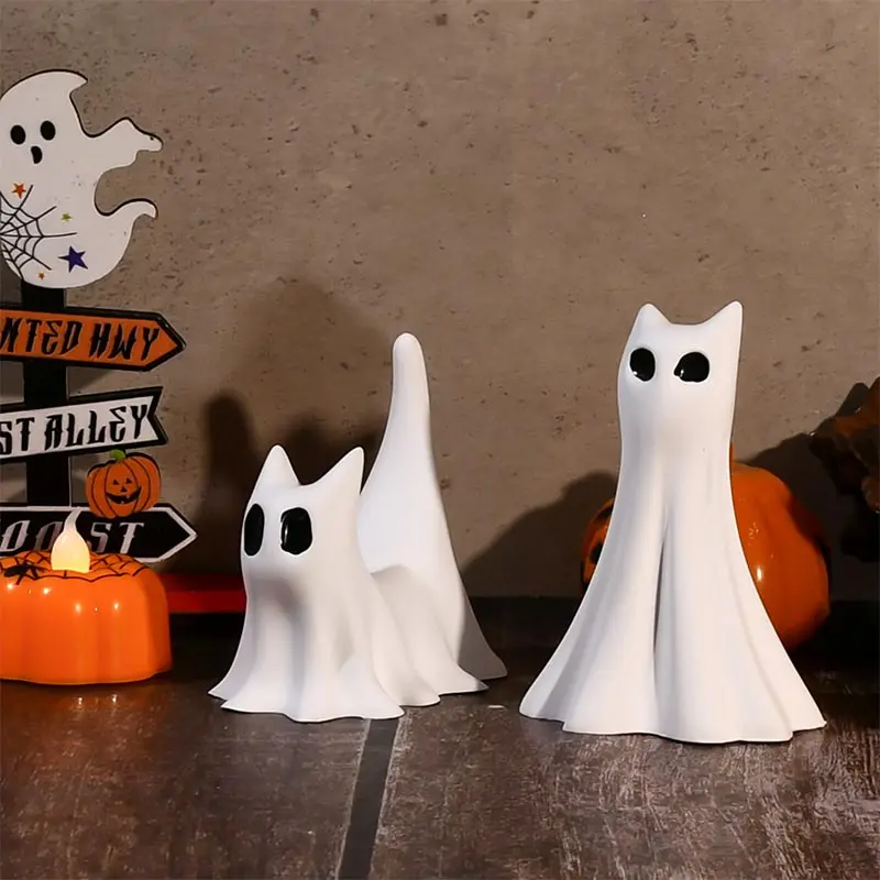 Halloween Ghost Cat Pendant Dropping Mold Silicone Gypsum Candle Handmade DIY Dropping Mold Baking Biscuit Cat Mold Decor Gift