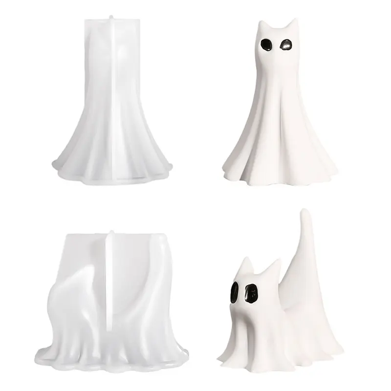 Halloween Ghost Cat Pendant Dropping Mold Silicone Gypsum Candle Handmade DIY Dropping Mold Baking Biscuit Cat Mold Decor Gift