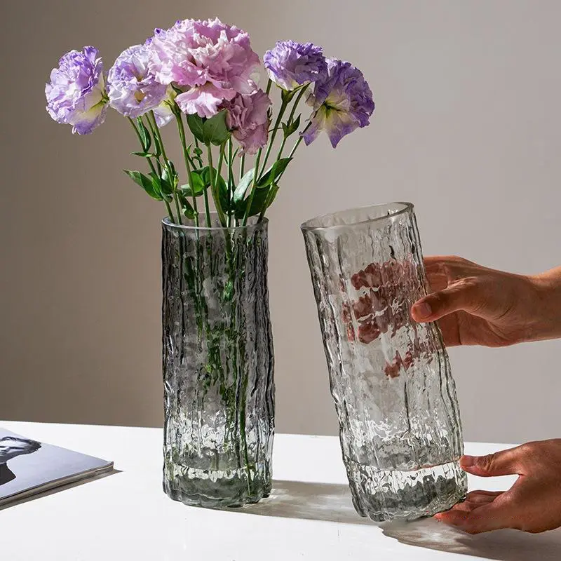 Transparent Glass Vase Flower Arrangement Art Dried Fresh Flowers Roses Office Desktop Living Room Bedroom Wedding Dining Room