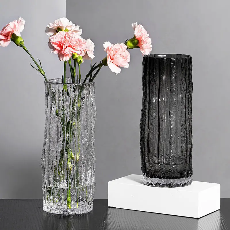 Transparent Glass Vase Flower Arrangement Art Dried Fresh Flowers Roses Office Desktop Living Room Bedroom Wedding Dining Room