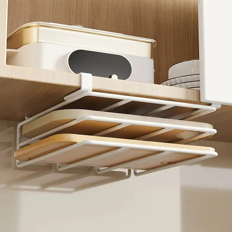 Non-punching Cabinet Lower Hanger Storage Rack Multi Functional Kitchen Pot Cover Cutting Board Vegetable Board Storage Rack