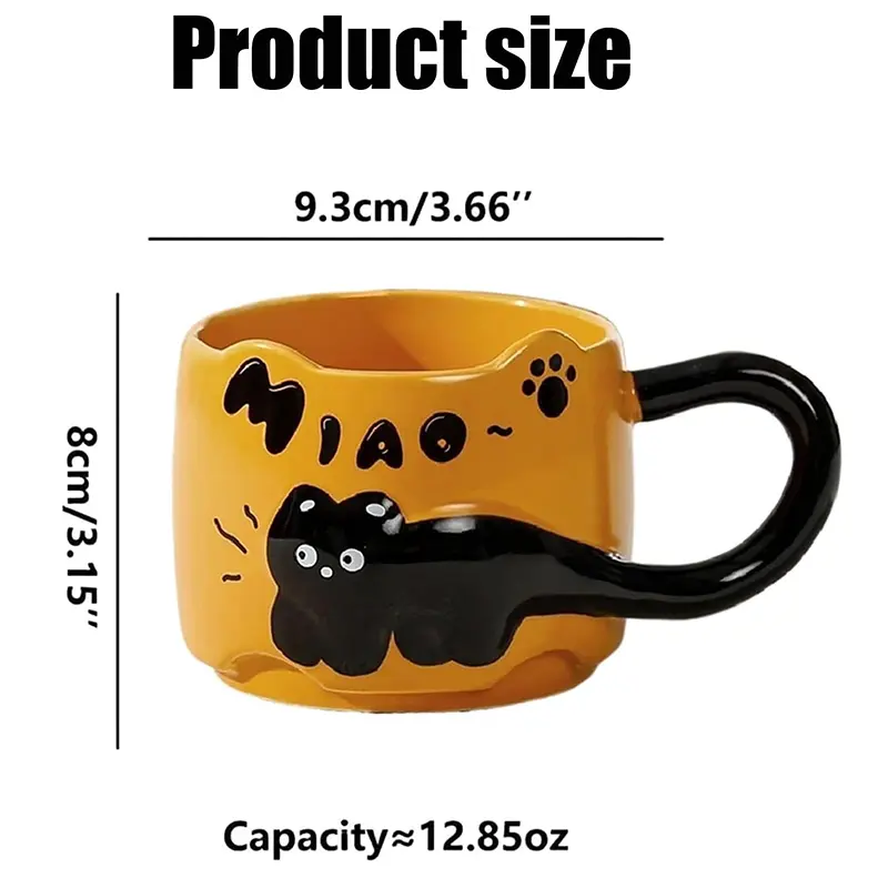 Cat Stacking Mug Creative Cute Cartoon Cat Ceramic Coffee Cup Fun Cat Tail Integrated Handle Cup Couple Water Cup Birthday Gift
