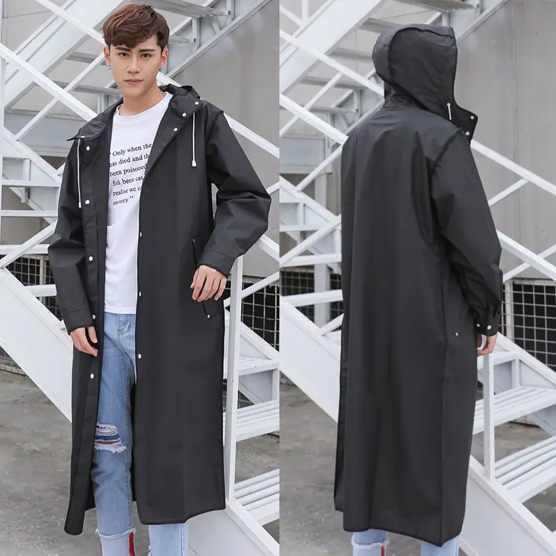 Adult Waterproof Raincoat Outdoor Cycling Hiking Long Men Women Raincoat Black Fashion