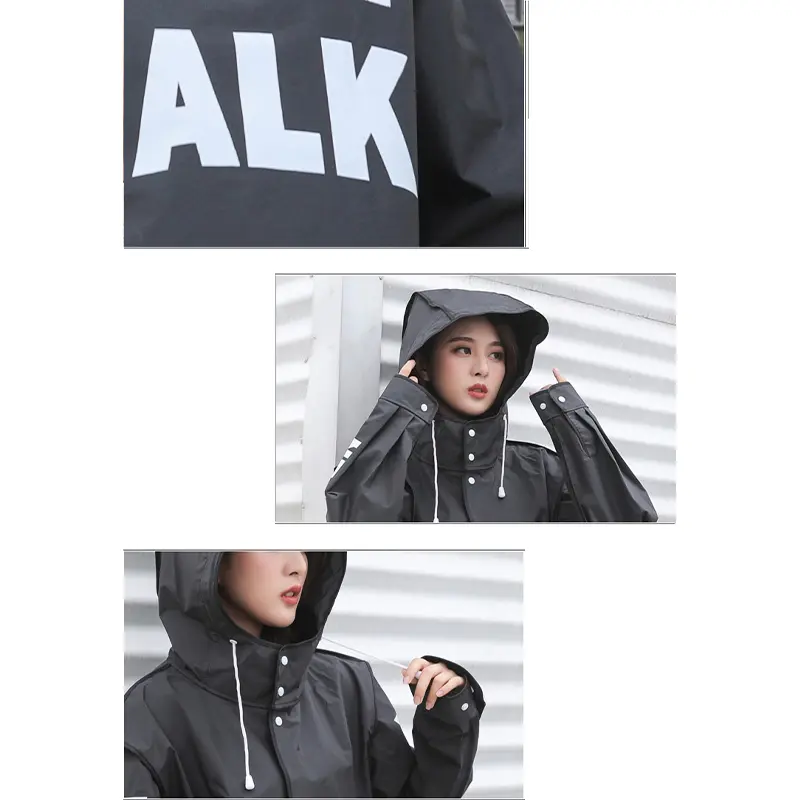 Adult Waterproof Raincoat Outdoor Cycling Hiking Long Men Women Raincoat Black Fashion
