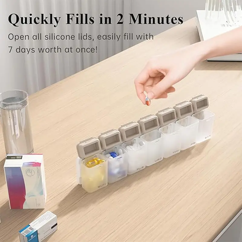 Magnetic Refrigerator Pill Storage Box Weekly Pill Organizer 1 Time A Day Detachable Pill Box Portable Travel Pill Storage Box
