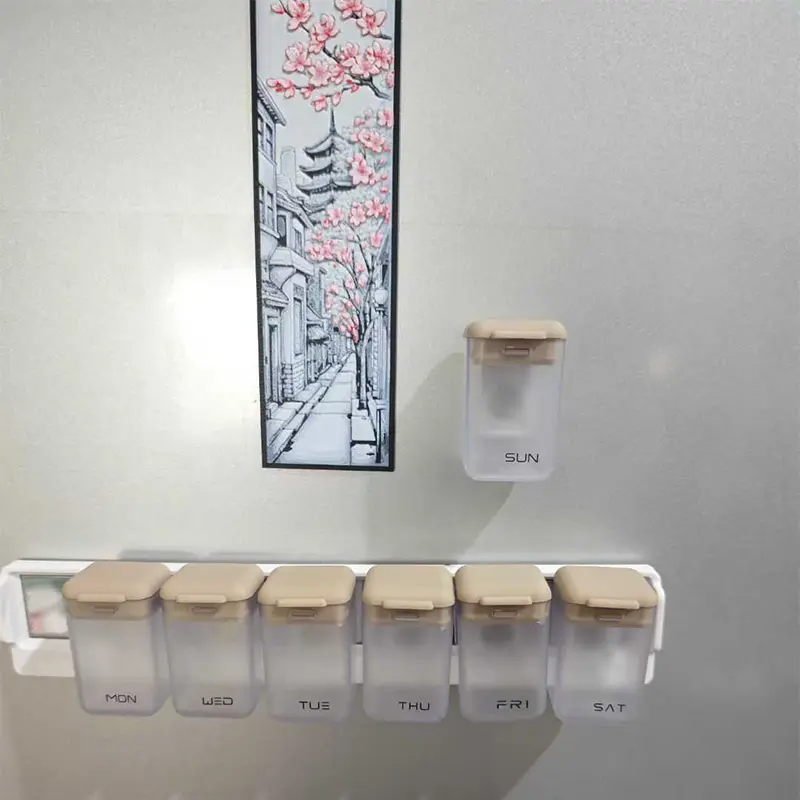 Magnetic Refrigerator Pill Storage Box Weekly Pill Organizer 1 Time A Day Detachable Pill Box Portable Travel Pill Storage Box