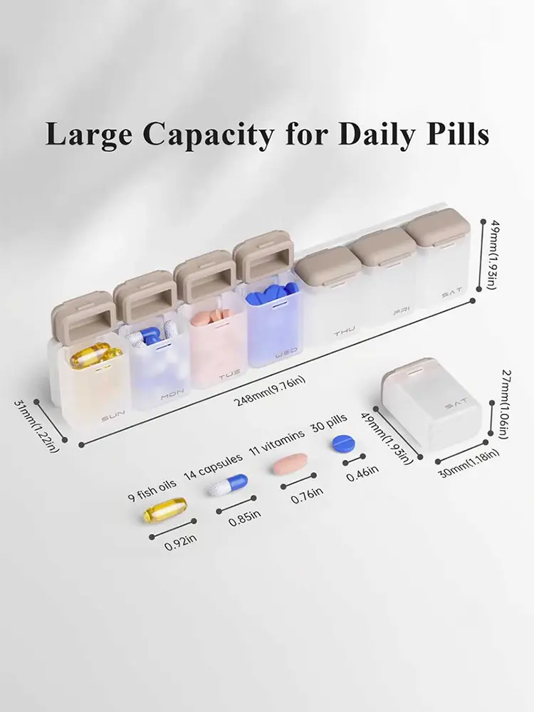 Magnetic Refrigerator Pill Storage Box Weekly Pill Organizer 1 Time A Day Detachable Pill Box Portable Travel Pill Storage Box