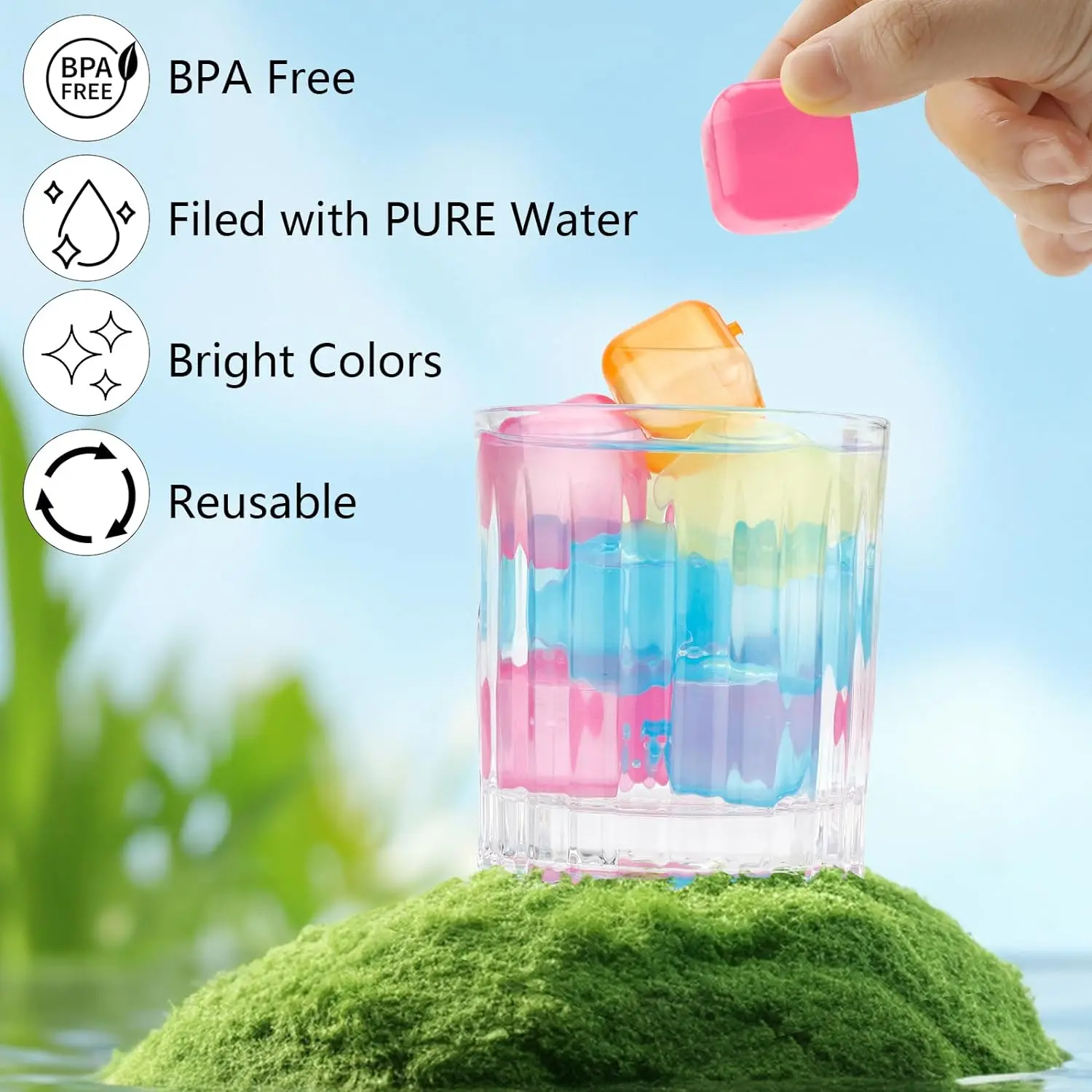 Frozen Ice Cube 20 Capsules Outdoor Travel Reusable TPU Material Environmentally friendly Non-toxic Cooling Ice Moulds