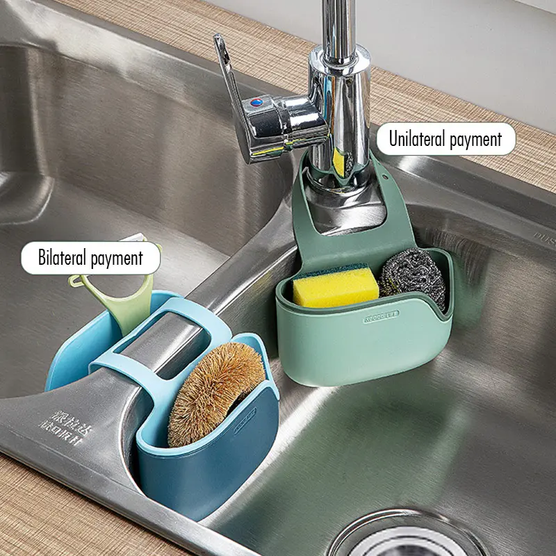 Adjustable Sink Drain Basket Silicone Bag Kitchen Soap Sponge Hanging Storage Rack Kitchen Supplies Bathroom Toiletries Storage