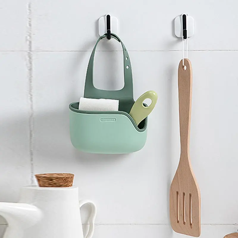 Adjustable Sink Drain Basket Silicone Bag Kitchen Soap Sponge Hanging Storage Rack Kitchen Supplies Bathroom Toiletries Storage