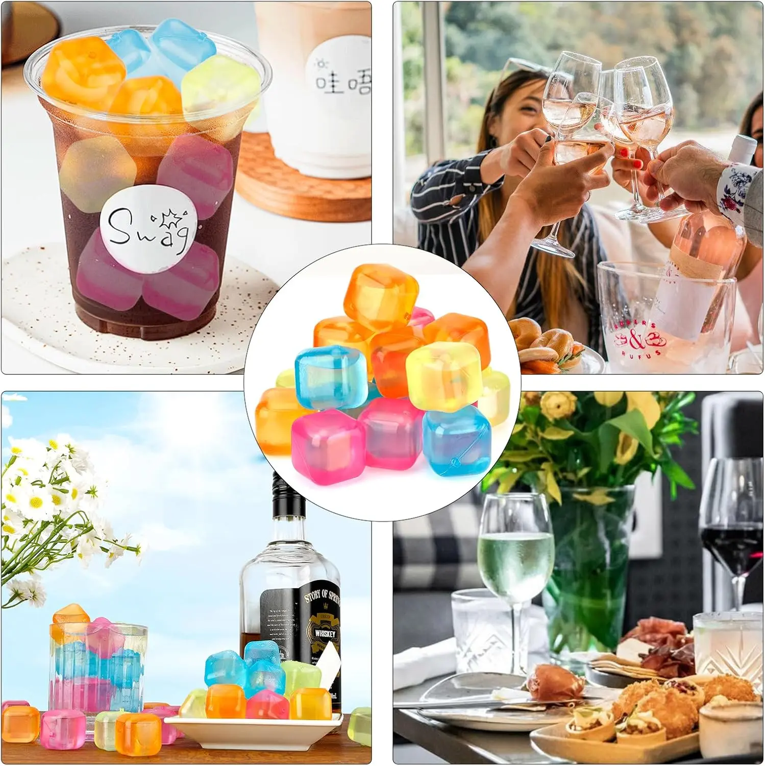 Frozen Ice Cube 20 Capsules Outdoor Travel Reusable TPU Material Environmentally friendly Non-toxic Cooling Ice Moulds