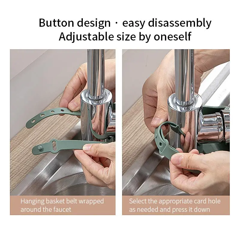 Adjustable Sink Drain Basket Silicone Bag Kitchen Soap Sponge Hanging Storage Rack Kitchen Supplies Bathroom Toiletries Storage