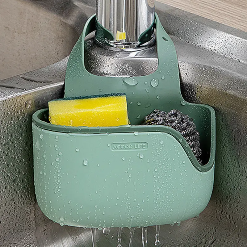 Adjustable Sink Drain Basket Silicone Bag Kitchen Soap Sponge Hanging Storage Rack Kitchen Supplies Bathroom Toiletries Storage