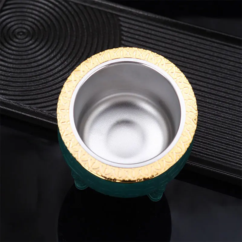 Stainless Steel Double Walled Paraguay Tea Cup Flat Bottomed Glass Cup Coffee Cup With Straw Turtle Shell Texture Eggshell Cup