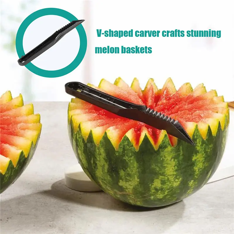 New Piranha V-shaped Knife Spiral Cutter Decorating Fruits Vegetables Serrated Pattern Slicer For Decorating Kitchen Small Tools