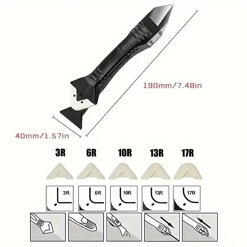 3 In 1 Silicone Scraper Sealant Smooth Removal Tool Ceramic Adhesive Kitchen Bathroom Toilet Sink Waterproof Sealant Removal Set