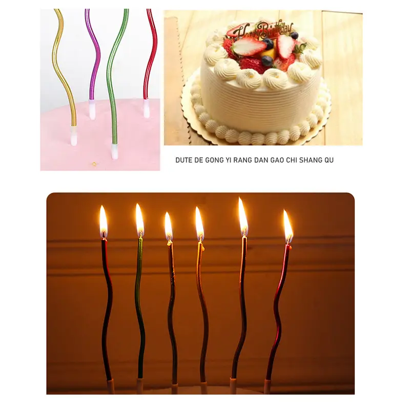 6pcs Curve Birthday Cake Candle Colorful Festival Celebration Cake Candles Decoration Wedding Party Commemoration Supplies