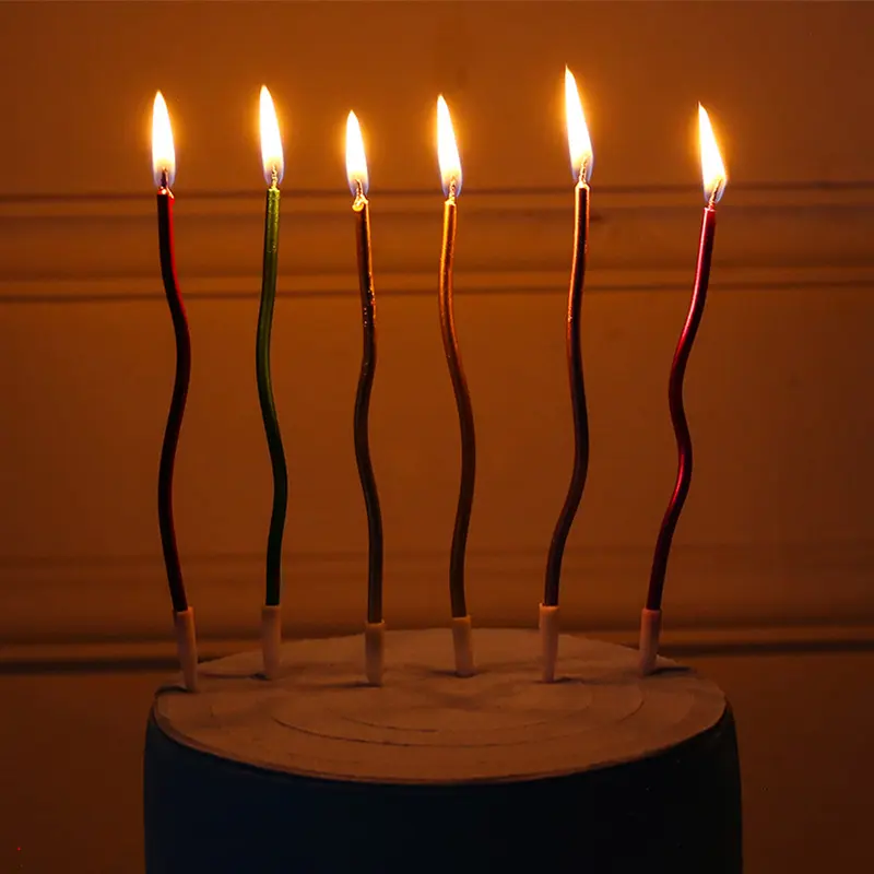 6pcs Curve Birthday Cake Candle Colorful Festival Celebration Cake Candles Decoration Wedding Party Commemoration Supplies