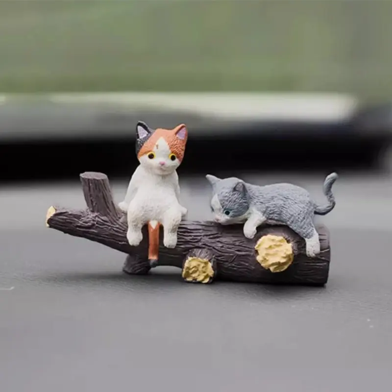 Cute Cat Car Desktop Decor Cartoon Simulation Edge Hanging Cat Screen Decor Car Central Control Display Screen Car Accessories