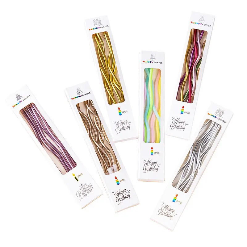 6pcs Curve Birthday Cake Candle Colorful Festival Celebration Cake Candles Decoration Wedding Party Commemoration Supplies