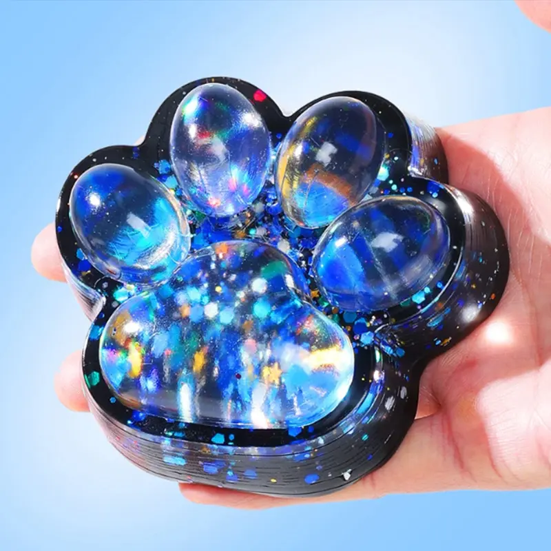 Super Big Glitter Cat Paw Stress Relief Kawaii PVC Cat Claw Silicone Cat Foot Silicone Slow Rebound Gift Cat Claw Squeezing