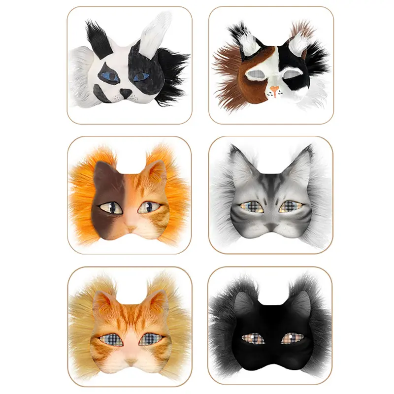 Therian Mask Set Blank Mask Half Face Hand Drawn Animal Cat Fox Mask DIY Handmade Graffiti Half Face Mask Party Christmas Gifts