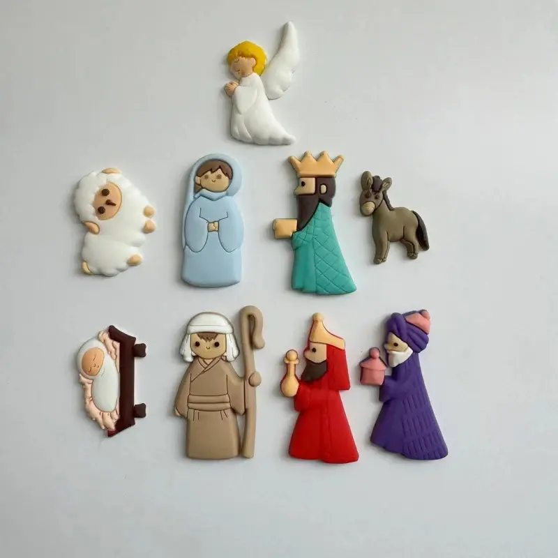 9pcs Cartoon Fridge Stickers Magnet PVC Mini DIY Accessories Message Stickers Statues Refrigerator Stickers Home Decorations
