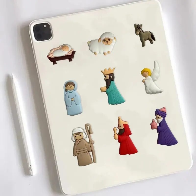 9pcs Cartoon Fridge Stickers Magnet PVC Mini DIY Accessories Message Stickers Statues Refrigerator Stickers Home Decorations