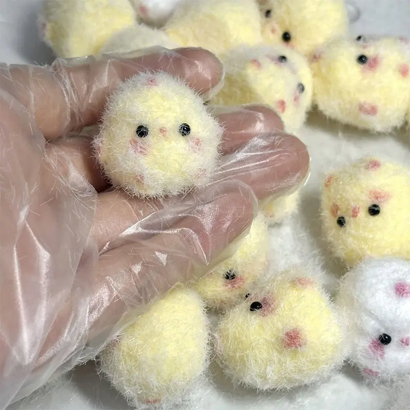 Handmade Flocking TPR Cute Chick Squeeze Stress Relief Soft Pinch Cartoon Slow Rebound Stress Relieving Plush Chick Kids Gifts