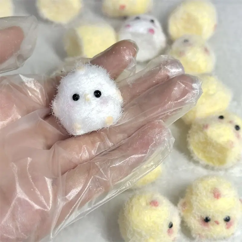 Handmade Flocking TPR Cute Chick Squeeze Stress Relief Soft Pinch Cartoon Slow Rebound Stress Relieving Plush Chick Kids Gifts