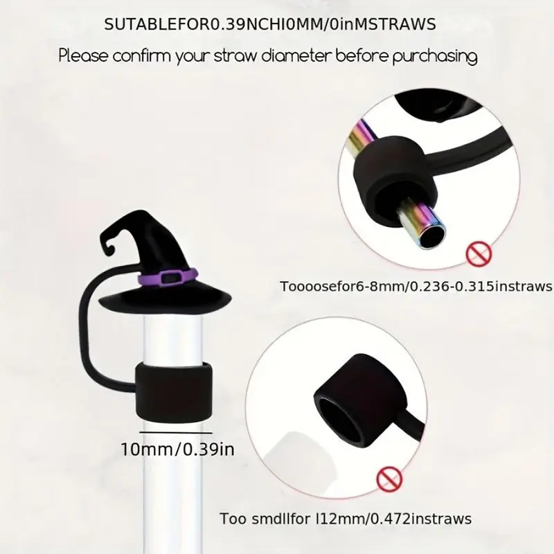 Halloween Straw Cover Cap For Stanley Cup For 10mm Straw Dust-Proof Reusable Straw Tips For Tumbler Silicone Straw Topper