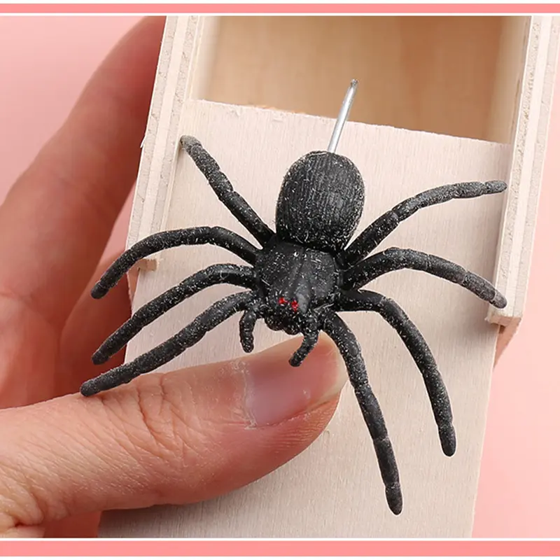 Rick Spider Funny Scare Box Wooden Hidden Box Creative Prank Toys Fun Games Pranks Horror Box Insect Threats Wooden Box Gifts
