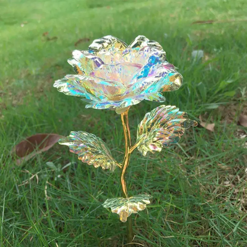Valentine's Day 24K Foil Luminous Rose Jewelry LED Rainbow Dazzling Simulation Rose Mother's Day Couple Birthday Party Gift