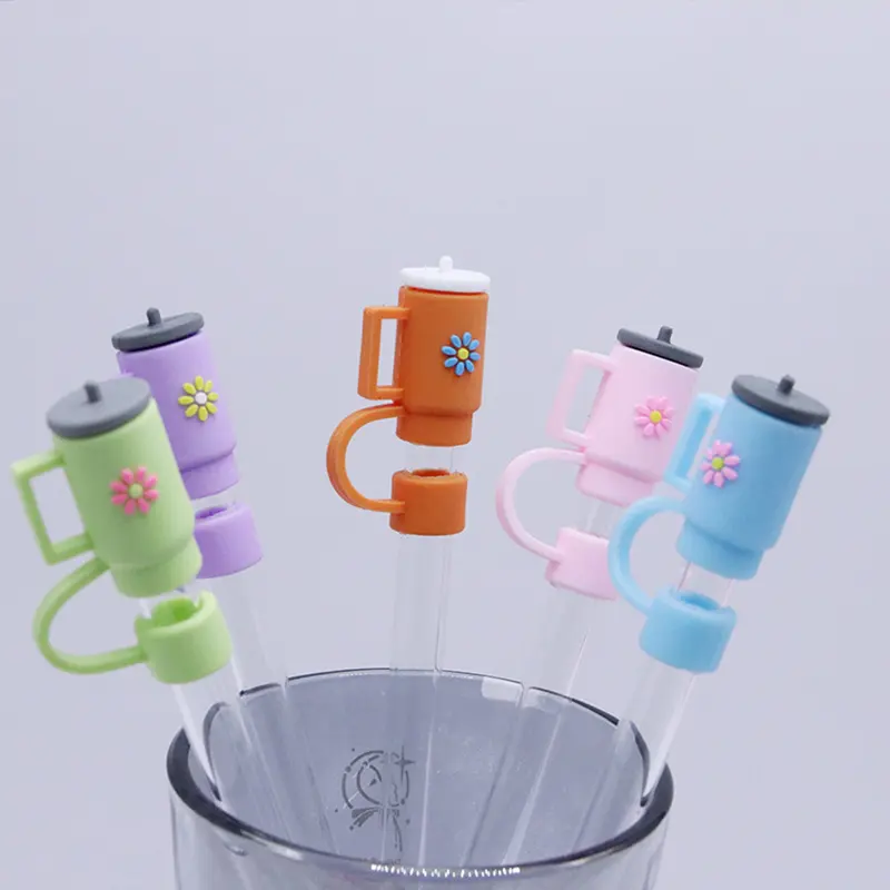 10mm For Stanley Straw Cap Silicone Dust Stopper Dust Cap Colored Tea Cup Cap Straw Dust Cover Milk Tea Straw Cup Cap Accessorie