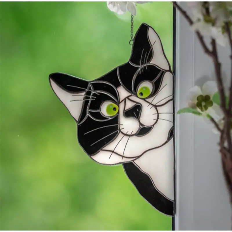 3pcs Cute Cat Peeping Glass Window Self-adhesive Stickers Wall Car Window Glass Sticker Waterproof Moisture-proof Home Decor