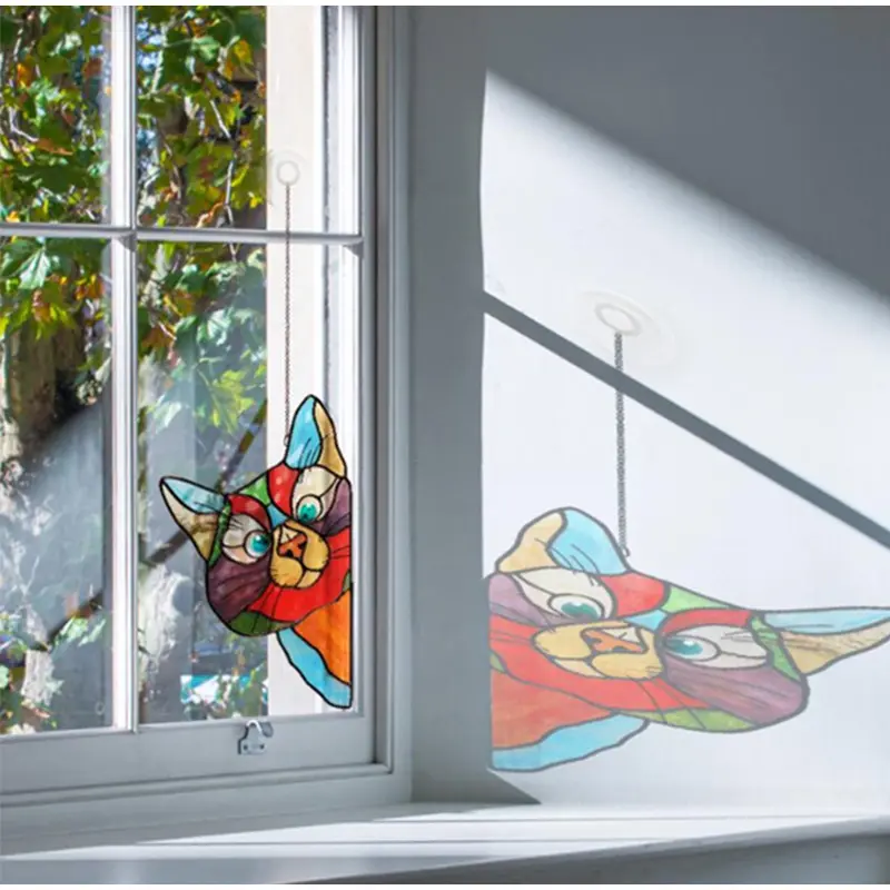 3pcs Cute Cat Peeping Glass Window Self-adhesive Stickers Wall Car Window Glass Sticker Waterproof Moisture-proof Home Decor