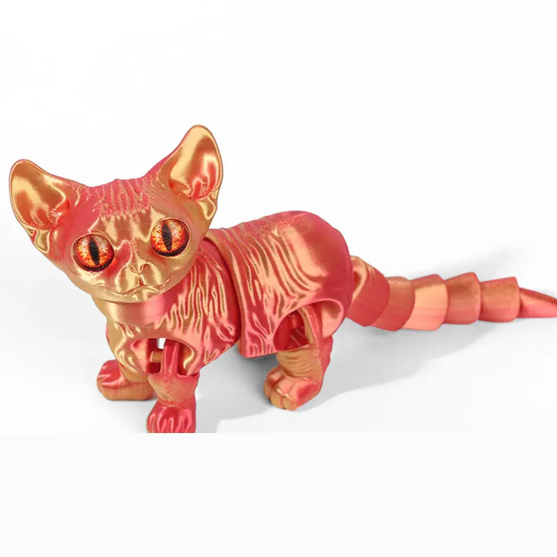 3D Printed Cartoon Cute Cat Decoration Articulated Joint Active Creative Cute Cat Home Room Car Desktop Party Decoration Gifts