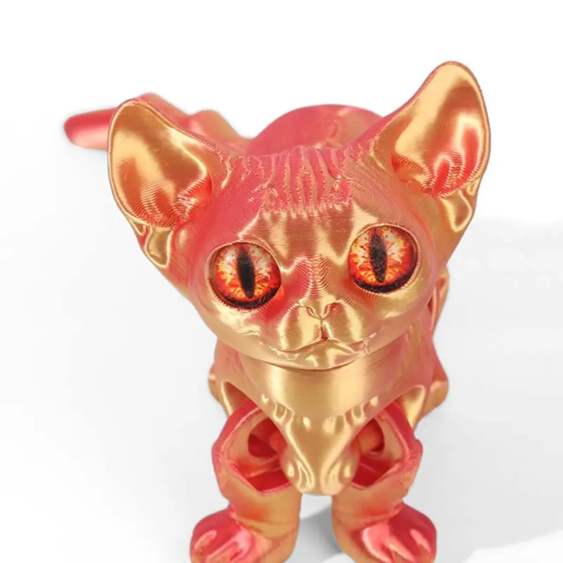3D Printed Cartoon Cute Cat Decoration Articulated Joint Active Creative Cute Cat Home Room Car Desktop Party Decoration Gifts