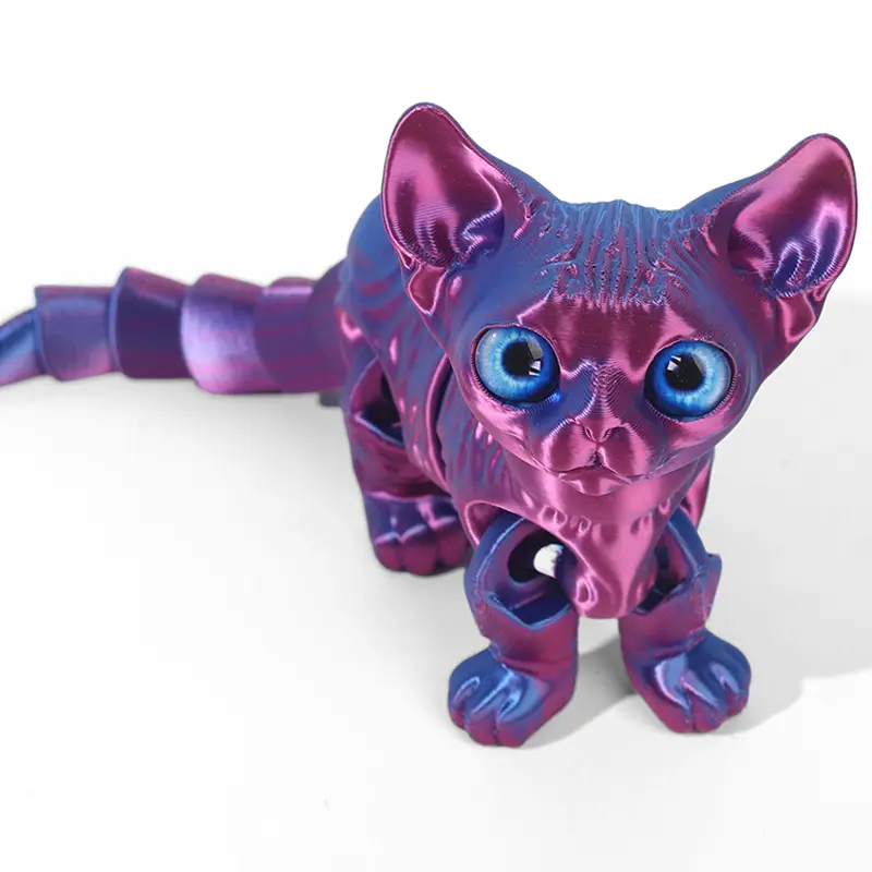 3D Printed Cartoon Cute Cat Decoration Articulated Joint Active Creative Cute Cat Home Room Car Desktop Party Decoration Gifts