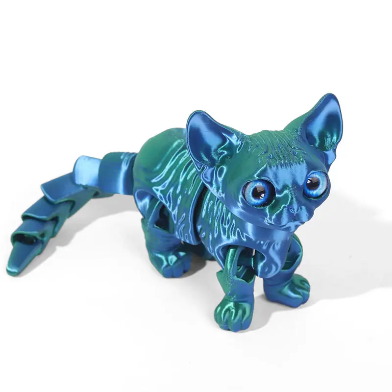 3D Printed Cartoon Cute Cat Decoration Articulated Joint Active Creative Cute Cat Home Room Car Desktop Party Decoration Gifts