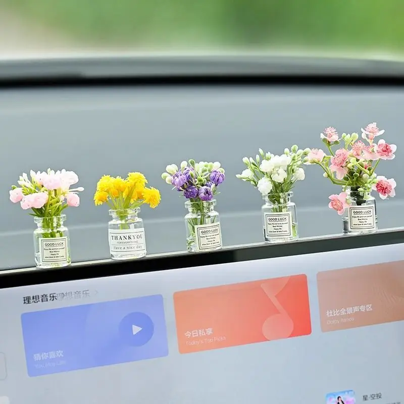 8pcs Mini Vases Refrigerator Stickers Creative DIY Vase 3D Car Center Console Decor Cute Refrigerator Accessories Kitchen Decor