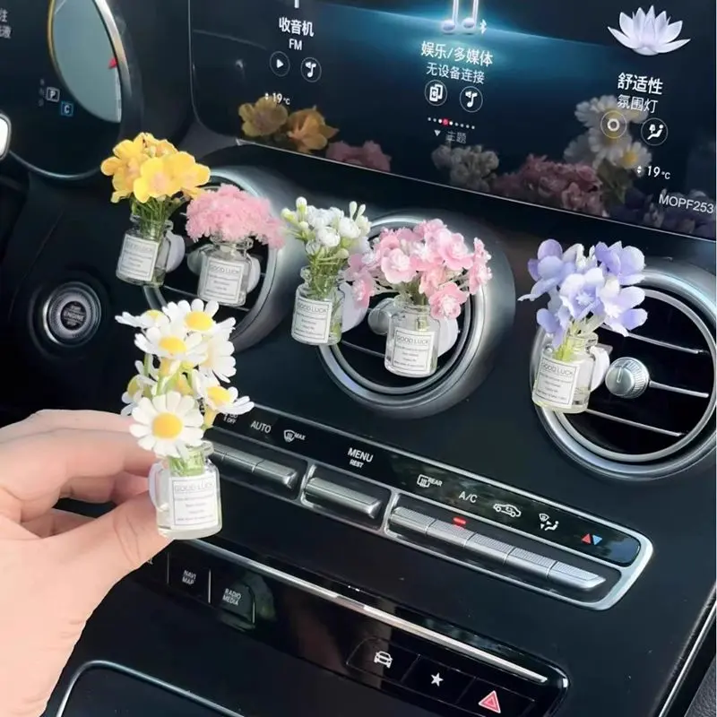 8pcs Mini Vases Refrigerator Stickers Creative DIY Vase 3D Car Center Console Decor Cute Refrigerator Accessories Kitchen Decor