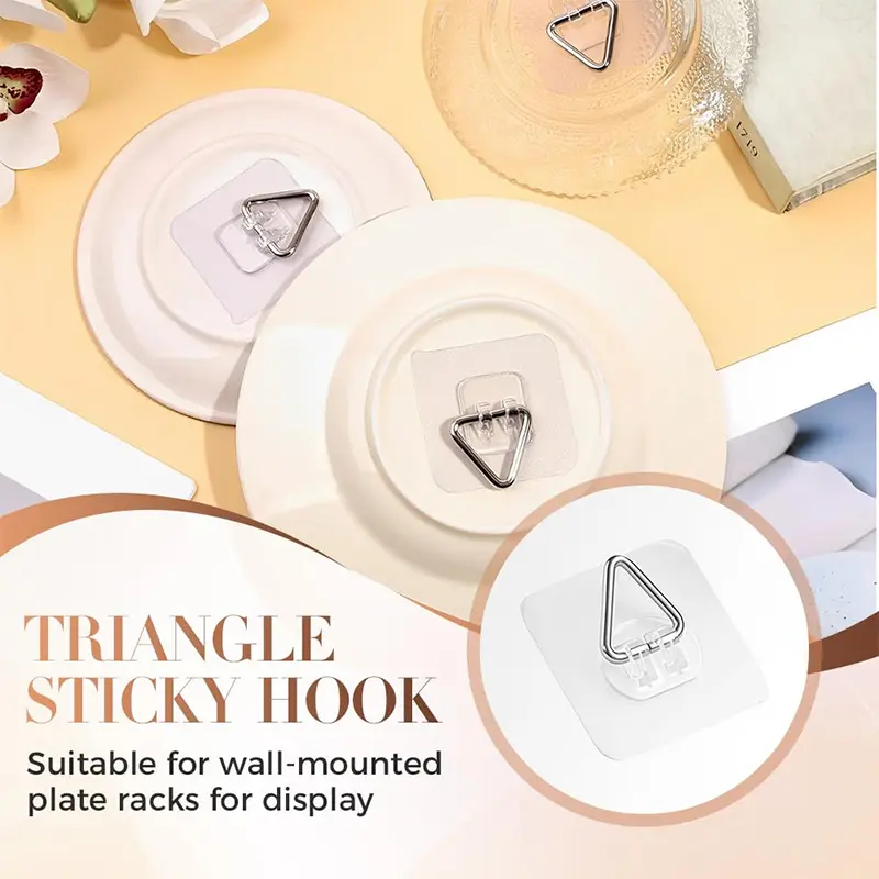 20pcs Triangular Hook Wall Hangers Self-adhesive Hanging Plates Hanging Wall Panels Picture Frames Art Hanging Vertical Hooks